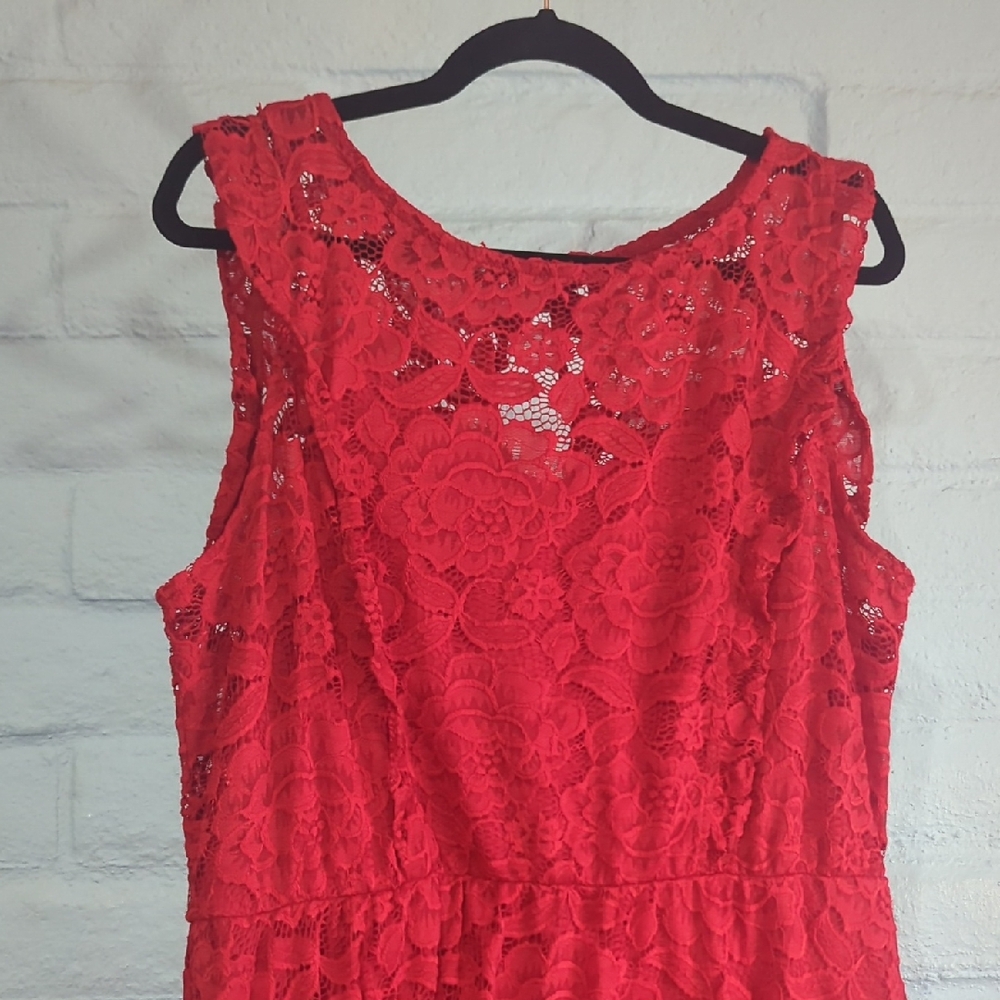 LC Lauren Conrad Red Sleeveless Sundress Scoop Neck